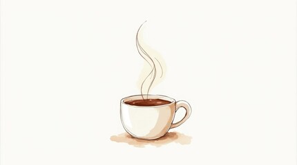 Obraz premium Minimalist Illustration of a Cup of Coffee
