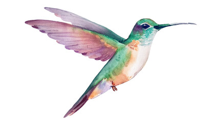 Naklejka premium Watercolor Hummingbird Painting Exotic Bird Art Nature Print