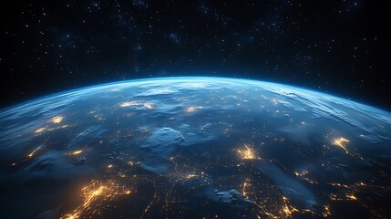 Fototapeta premium Satellite in orbit over the Earth with dark space galaxy with star