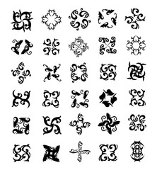 set of black and white patterns