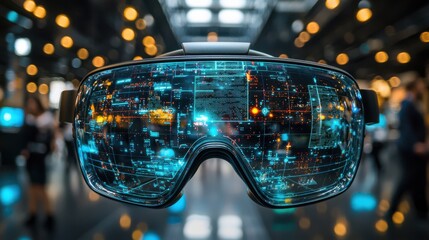 Futuristic AR Glasses, Smart Glasses, HUD Overlay