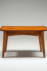 Photo studio d'une table rectangulaire en bois avec finition naturelle et design simple et élégant sur fond blanc