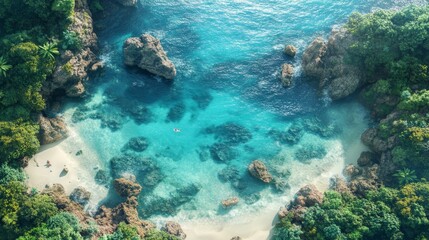 Fototapeta premium Secluded Tropical Cove With Crystal Clear Water