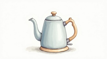 Fototapeta premium Minimalist Kettle Illustration on White Background