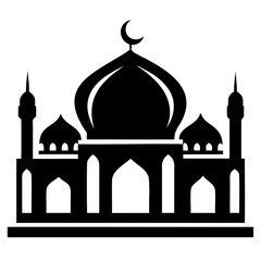 Mosque black silhouette vector illustration icon or logo design isolated on transparent background
