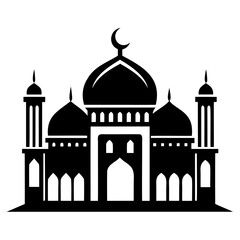 Mosque black silhouette vector illustration icon or logo design isolated on transparent background
