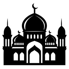Mosque black silhouette vector illustration icon or logo design isolated on transparent background