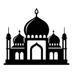 Mosque black silhouette vector illustration icon or logo design isolated on transparent background