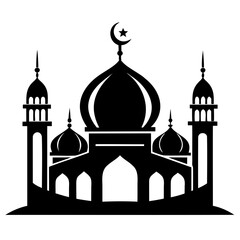 Mosque black silhouette vector illustration icon or logo design isolated on transparent background