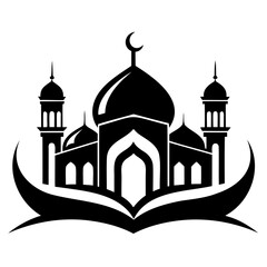 Mosque black silhouette vector illustration icon or logo design isolated on transparent background