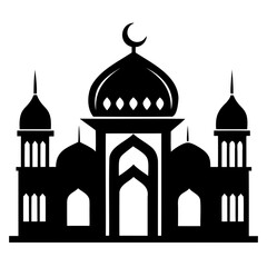 Mosque black silhouette vector illustration icon or logo design isolated on transparent background