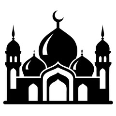 Mosque black silhouette vector illustration icon or logo design isolated on transparent background