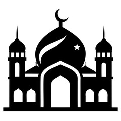 Mosque black silhouette vector illustration icon or logo design isolated on transparent background