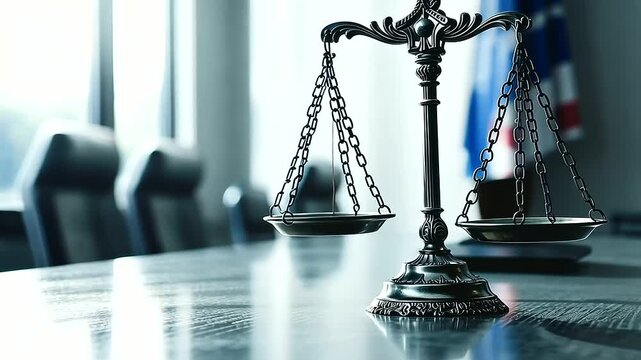 Classic depiction of scales of justice, positioned elegantly on a white background, radiating an aura of dignity, fairness, and legal integrity