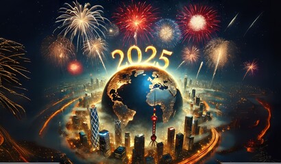 Fototapeta premium happy new year 2025 christmas day, 