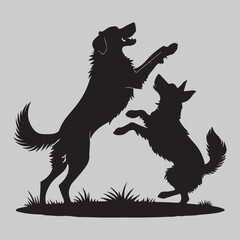 dog playing silhouette vector art and illustration