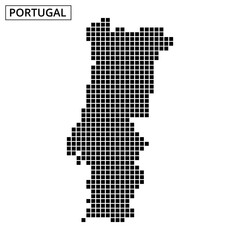 Illustration of Portugal with dotted outline showing geographic shape and borders