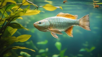 Fototapeta premium Serene Fish Swimming in Clear Aquatic Environment