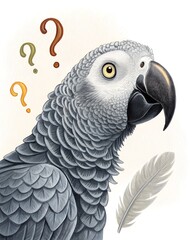 Obraz premium confused parrot meme on the white background