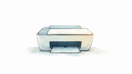 Minimalist Illustration of a Printer on a White Background