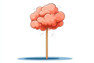 A flat vector of a duster releasing a cloud of dust into the air, illustrated with a simple and cheerful color palette on white