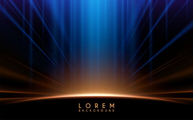 Blue and yellow light rays background