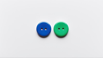 Colorful buttons on a white background, ideal for crafting or minimalist projects.