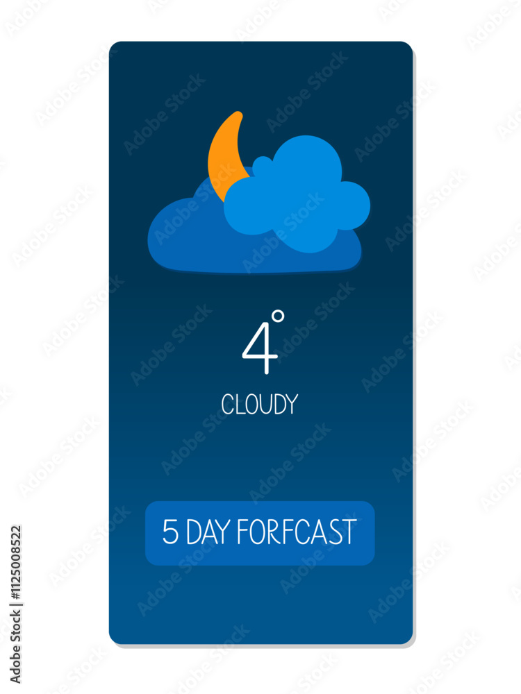 Wall mural weather forecast display showing cloudy conditions and temperature of 4 degrees