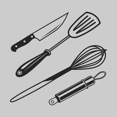 kitchen toots silhouette vector art and illustration