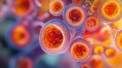 Glowing blood cells form intricate mandalas, their vibrant surfaces pulsing and changing shape under the microscope s intense magnification.