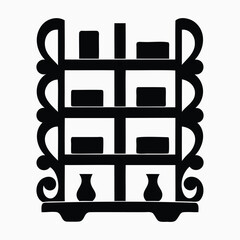 modern wall shelves silhouette vector art illustration