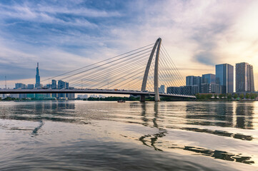 Buildings in the central area of Ho Chi Minh City, along the Saigon River.