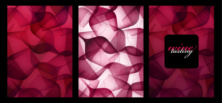 backgrounds with Illustration of wine glasses with color gradients of red wine. Elegant backgrounds for wine designs. Vector