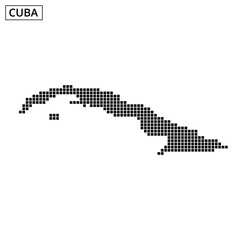 Outline of Cuba with dot pattern showcasing the island's unique geography and shape