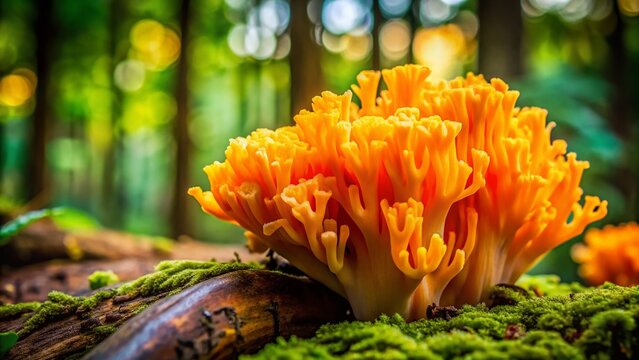 Close-Up of a Wrinkled Coral Fungus (Clavulina rugosa) Showcasing Unique Textures and Colors in a Natural Forest Environment for Nature Lovers and Fungi Enthusiasts