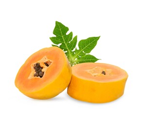 ripe papaya isolated on white background. full depth of field