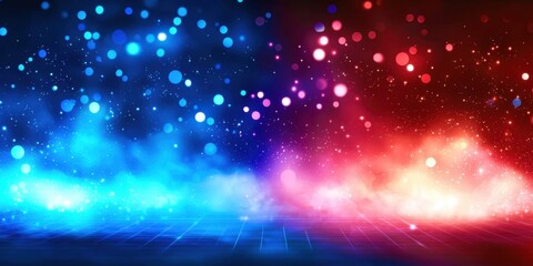 Obraz premium Blue and red background with a lot of stars