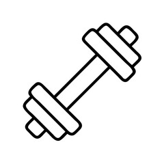 dumbbell icon, fitness vector icon, health vector illustration - black outline icon of dumbbell symbolizing fitness, health, and healthcare in simple design.