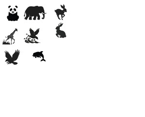animal silhouette icon set,  black animal silhouette set isolated vector design image.