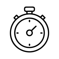 stopwatch icon, fitness vector icon, health vector illustration - black outline icon of stopwatch symbolizing fitness, health, and healthcare in simple design.