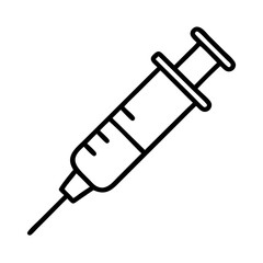 Fototapeta premium syringe icon, fitness vector icon, health vector illustration - black outline icon of syringe symbolizing fitness, health, and healthcare in simple design.
