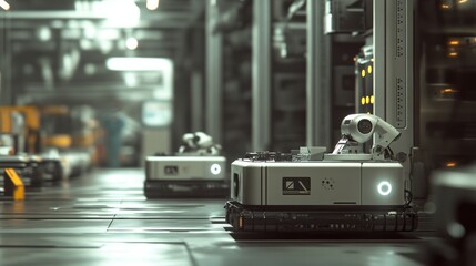 Self-guided mobile robots delivering tools and components to workstations, orchestrated by a central AI system