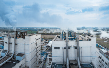 Factories emitting waste gas. Business Finance and Industry