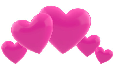 Set of 3d hearts on transparent background