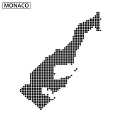 Map outline of Monaco represented in a dotted style with geographic details