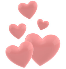 Set of 3d Pink Hearts Illustration transparent background