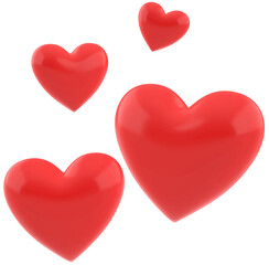  3d Red Hearts Illustration transparent background