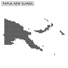 Map outline of Papua New Guinea with dotted pattern highlighting its geography