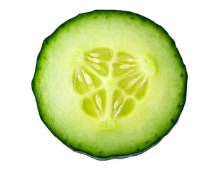 slice of cucumber isolated on transparent background, flatlay camera