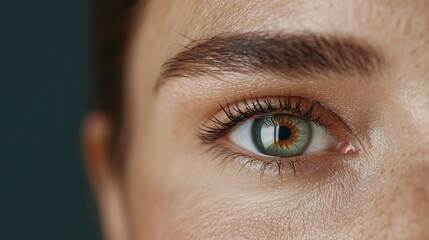 Obraz premium Macro Close-Up Woman's Tearful Eye Portraying Emotional Vulnerability and Inner Strength in Studio Photography